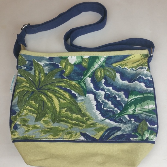 Caribbean Joe Canvas Tropical Crossbody Bag EUC - Picture 2 of 9
